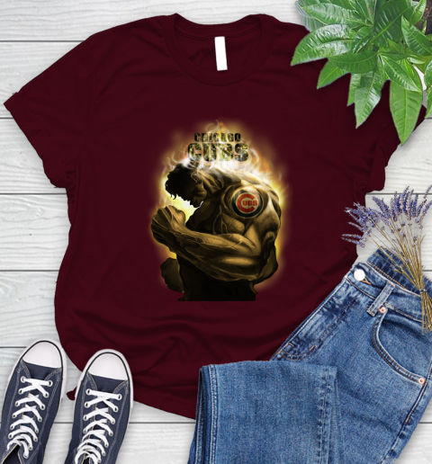 Chicago Cubs MLB Baseball Hulk Marvel Avengers Sports Women's T-Shirt 7
