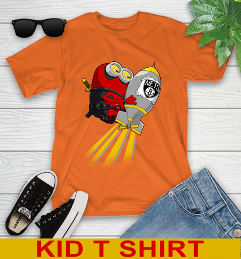 NBA Basketball Brooklyn Nets Deadpool Minion Marvel Shirt Youth T-Shirt 8