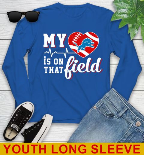 NFL My Heart Is On That Field Football Sports Detroit Lions Youth Long Sleeve 10