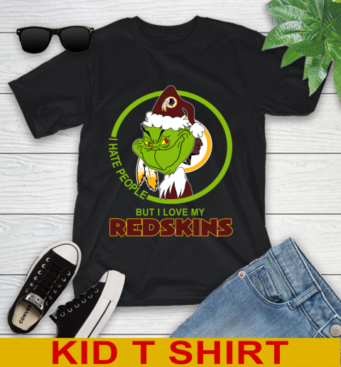 Washington Redskins NFL Christmas Grinch I Hate People But I Love My Favorite Football Team Youth T-Shirt 2