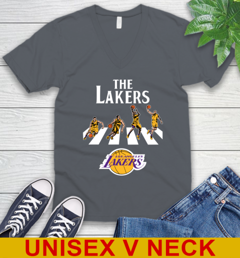 NBA Basketball Los Angeles Lakers The Beatles Rock Band Shirt V-Neck T-Shirt 4