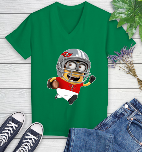 NFL Tampa Bay Buccaneers Minions Disney Football Sports Women's V-Neck T-Shirt 5