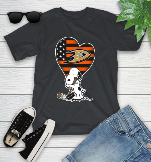 Anaheim Ducks NHL Hockey The Peanuts Movie Adorable Snoopy Youth T-Shirt 2