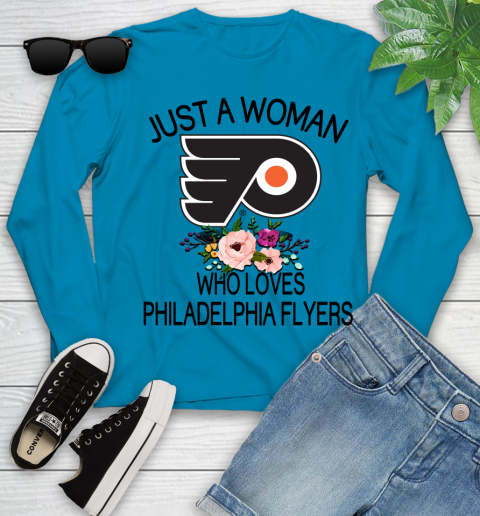 NHL Just A Woman Who Loves Philadelphia Flyers Hockey Sports Youth Long Sleeve 5