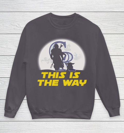 Colorado Rockies MLB Baseball Star Wars Yoda And Mandalorian This Is The Way Youth Sweatshirt 5