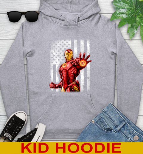 Calgary Flames NHL Hockey Iron Man Avengers American Flag Shirt Youth Hoodie 6