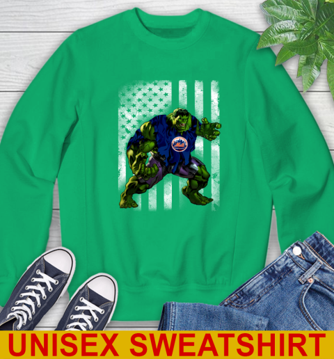 New York Mets Hulk Marvel Avengers MLB Baseball American Flag Sweatshirt 8