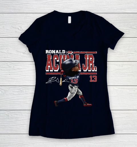 Ronald Acuna Jr Cartoon Women's V-Neck T-Shirt 2