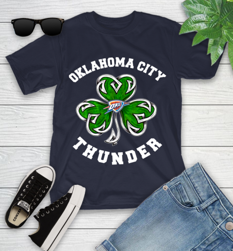 NBA Oklahoma City Thunder Three Leaf Clover St Patrick's Day Basketball Sports Youth T-Shirt 2