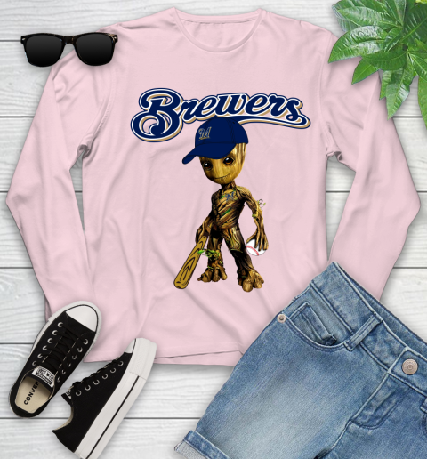 MLB Milwaukee Brewers Groot Guardians Of The Galaxy Baseball Youth Long Sleeve 10