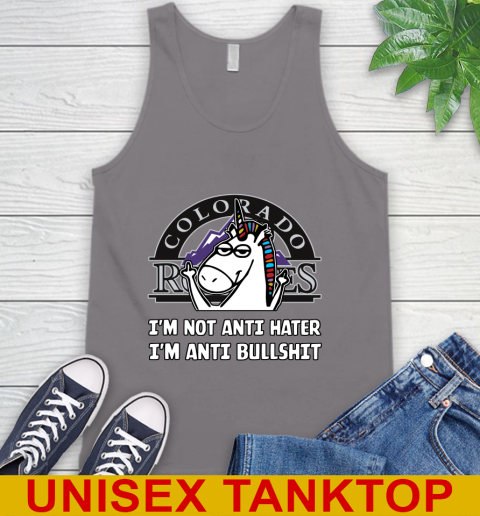 Colorado Rockies MLB Baseball Unicorn I'm Not Anti Hater I'm Anti Bullshit Tank Top 7