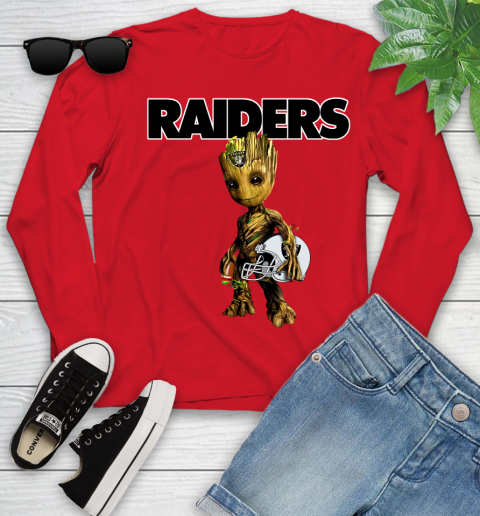Oakland Raiders NFL Football Groot Marvel Guardians Of The Galaxy Youth Long Sleeve 11