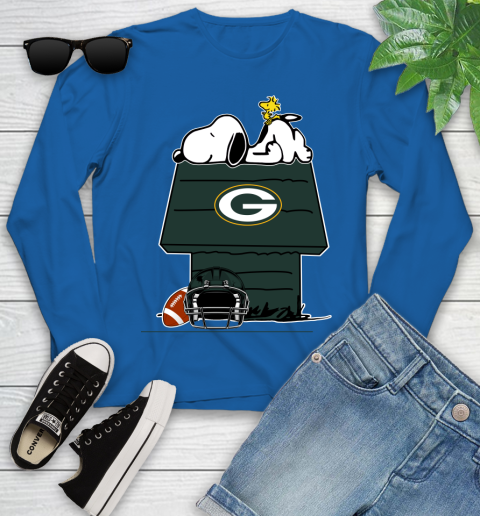 Green Bay Packers NFL Football Snoopy Woodstock The Peanuts Movie Youth Long Sleeve 9
