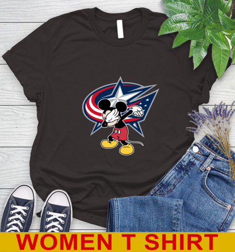 Columbus Blue Jackets NHL Hockey Dabbing Mickey Disney Sports Women's T-Shirt 8