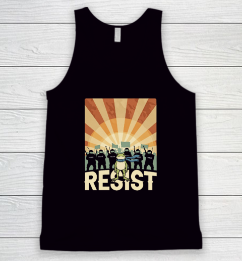 Resist Police Portland Frog Protest Retro Vintage Shirt Tank Top