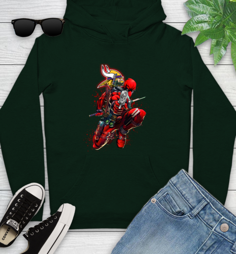NFL Deadpool Marvel Comics Sports Football Minnesota Vikings Youth Hoodie 13