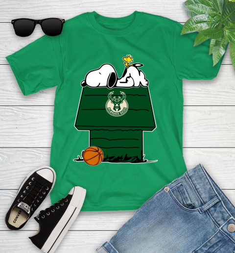 Milwaukee Bucks NBA Basketball Snoopy Woodstock The Peanuts Movie Youth T-Shirt 6