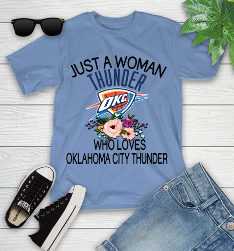 NBA Just A Woman Who Loves Oklahoma City Thunder Basketball Sports Youth T-Shirt 9