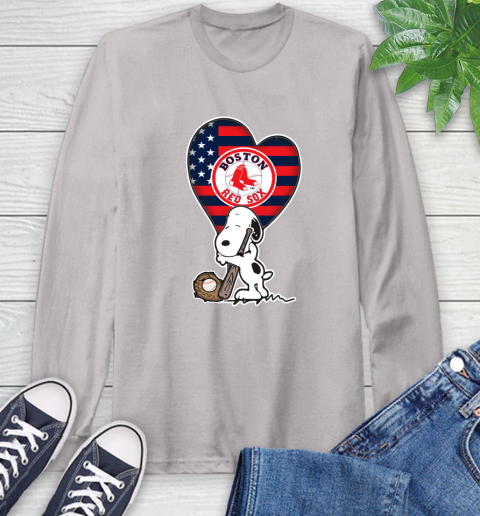 Boston Red Sox MLB Baseball The Peanuts Movie Adorable Snoopy Long Sleeve T-Shirt 12