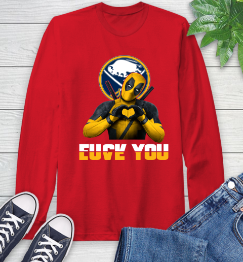 NHL Buffalo Sabres Deadpool Love You Fuck You Hockey Sports Long Sleeve T-Shirt 11