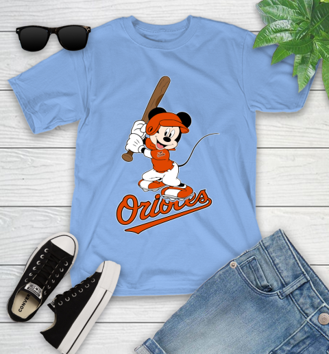 MLB Baseball Baltimore Orioles Cheerful Mickey Mouse Shirt Youth T-Shirt 11