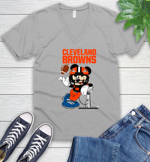 NFL Cleveland Browns Mickey Mouse Disney Super Bowl Football T Shirt V-Neck T-Shirt 14