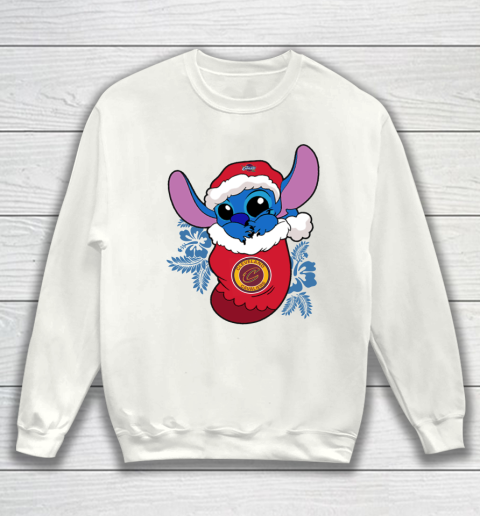 Cleveland Cavaliers Christmas Stitch In The Sock Funny Disney NBA Sweatshirt 2