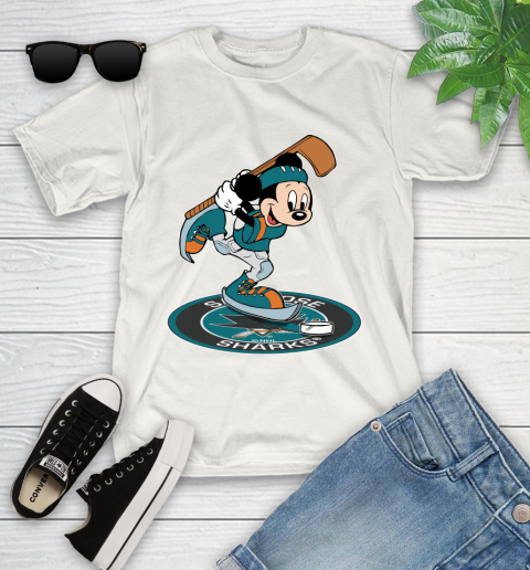 NHL Hockey San Jose Sharks Cheerful Mickey Disney Shirt Youth T-Shirt 2