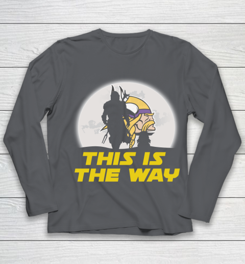 Minnesota Vikings NFL Football Star Wars Yoda And Mandalorian This Is The Way Youth Long Sleeve 6