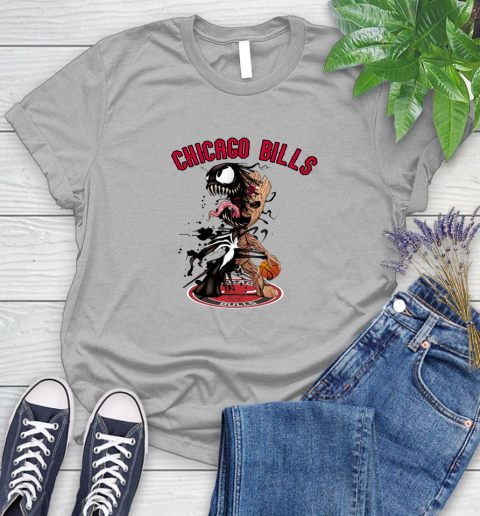 NBA Chicago Bulls Basketball Venom Groot Guardians Of The Galaxy Women's T-Shirt 5