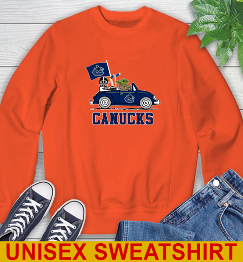 NHL Hockey Vancouver Canucks Darth Vader Baby Yoda Driving Star Wars Shirt Sweatshirt 4