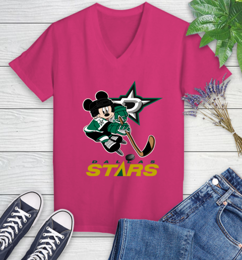 NHL Dallas Stars Mickey Mouse Disney Hockey T Shirt Women's V-Neck T-Shirt 9