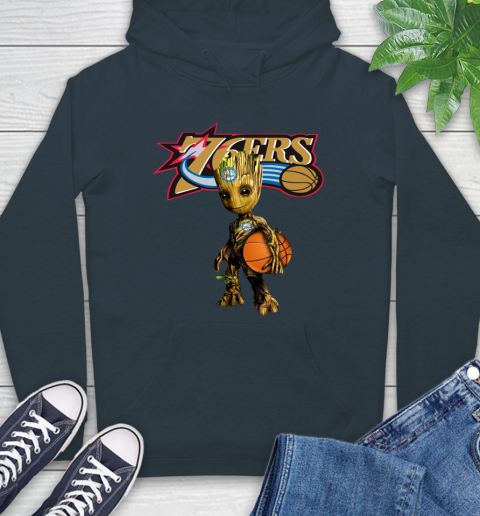 Philadelphia 76ers NBA Basketball Groot Marvel Guardians Of The Galaxy Hoodie 7