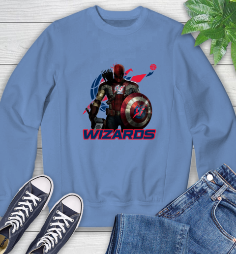 Washington Wizards NBA Basketball Captain America Thor Spider Man Hawkeye Avengers Sweatshirt 11