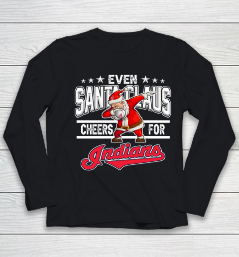 Cleveland Indians Even Santa Claus Cheers For Christmas MLB Youth Long Sleeve
