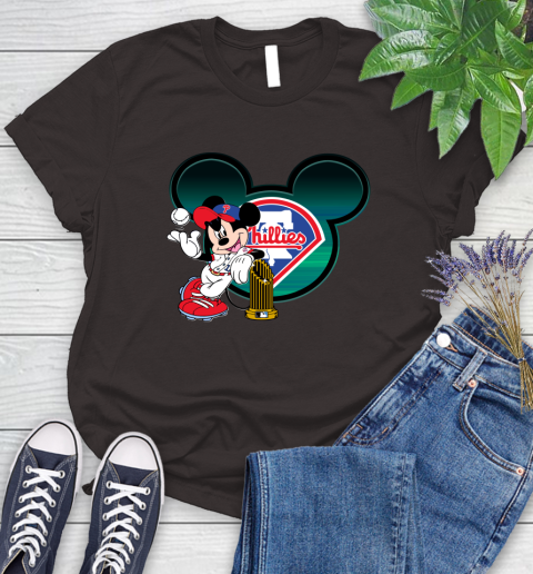 MLB Philadelphia Phillies The Commissioner's Trophy Mickey Mouse Disney Women's T-Shirt 8
