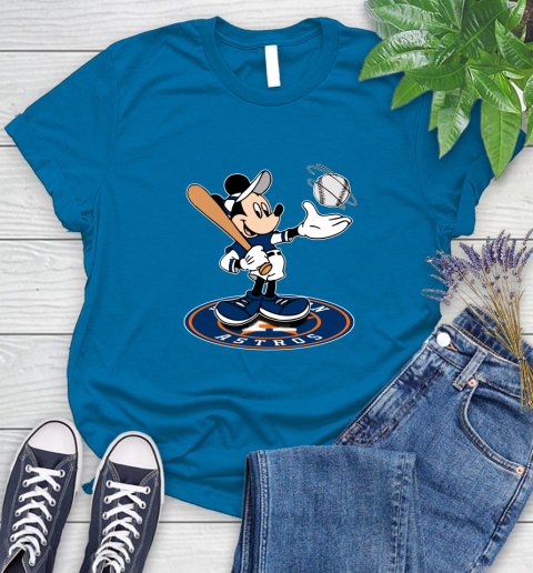 MLB Baseball Houston Astros Cheerful Mickey Disney Shirt Women's T-Shirt 8