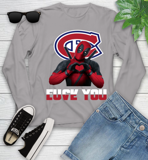 NHL Montreal Canadiens Deadpool Love You Fuck You Hockey Sports Youth Long Sleeve 5