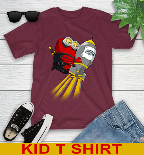 NBA Basketball San Antonio Spurs Deadpool Minion Marvel Shirt Youth T-Shirt 5