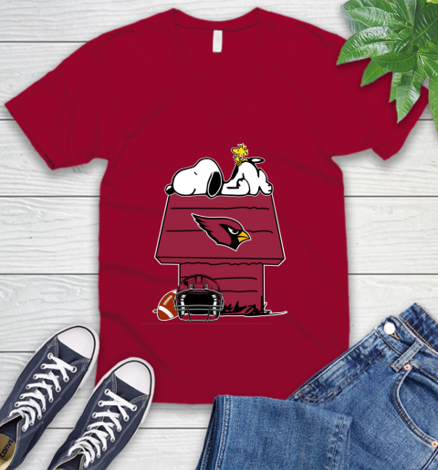Arizona Cardinals NFL Football Snoopy Woodstock The Peanuts Movie V-Neck T-Shirt 8