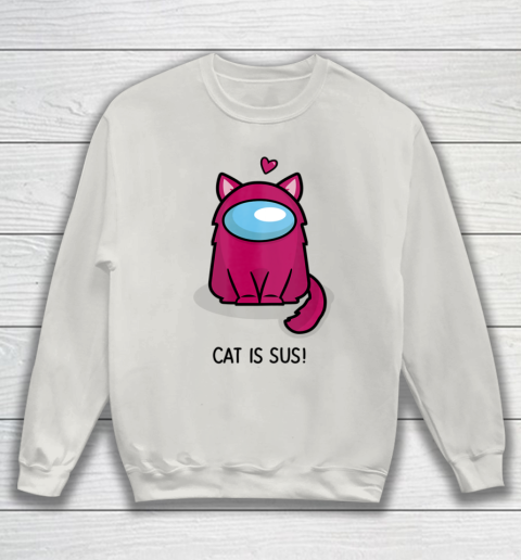 Among Us Game Shirt Cute Cat Astronaut Among me or us Nerdy Girl Gamer Sweatshirt 8