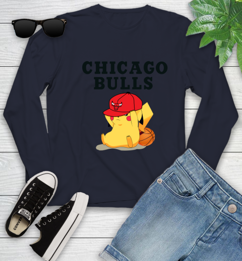 NBA Pikachu Basketball Sports Chicago Bulls Youth Long Sleeve 3