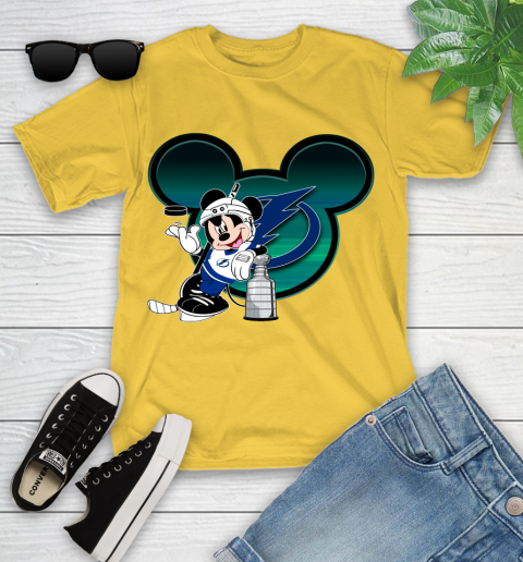 NHL Tampa Bay Lightning Stanley Cup Mickey Mouse Disney Hockey T Shirt Youth T-Shirt 8