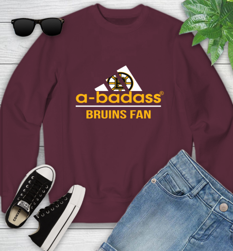 NHL A Badass Boston Bruins Fan Adidas Hockey Sports Youth Sweatshirt 4