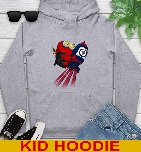NHL Hockey Winnipeg Jets Deadpool Minion Marvel Shirt Youth Hoodie 6