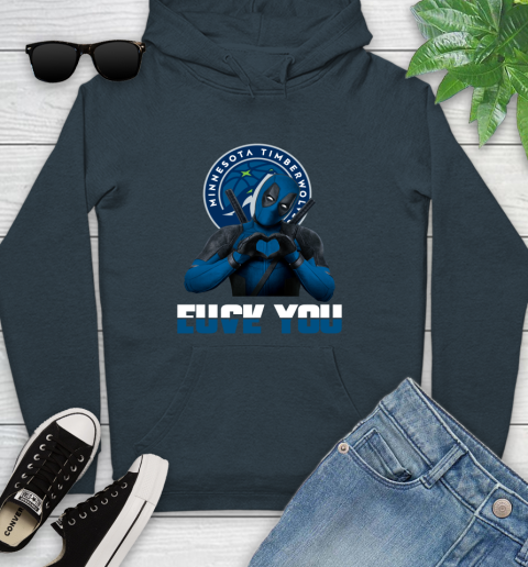 NBA Minnesota Timberwolves Deadpool Love You Fuck You Basketball Sports Youth Hoodie 10