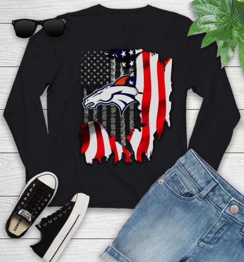 Denver Broncos NFL Football American Flag Youth Long Sleeve