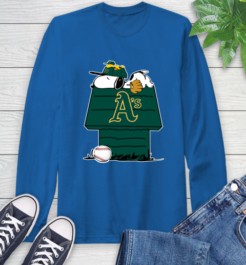 MLB Oakland Athletics Snoopy Woodstock The Peanuts Movie Baseball T Shirt Long Sleeve T-Shirt 9