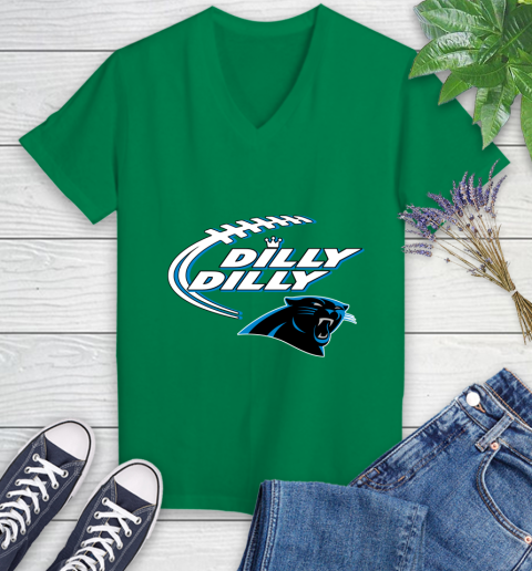 NFL Carolina Panthers Dilly Dilly Football Sports Women's V-Neck T-Shirt 5