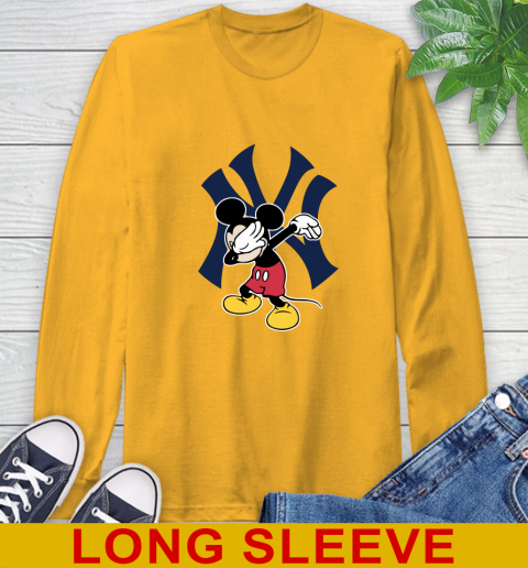 New York Yankees MLB Baseball Dabbing Mickey Disney Sports Long Sleeve T-Shirt 3